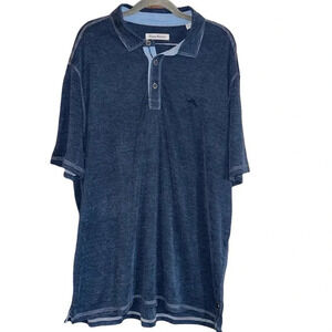 Tommy Bahama Blue Short Sleeve Polo Shirt Size XXL